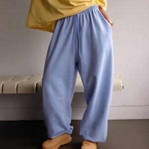 Oversized blue cotton pants joggers women relaxed trousers pants